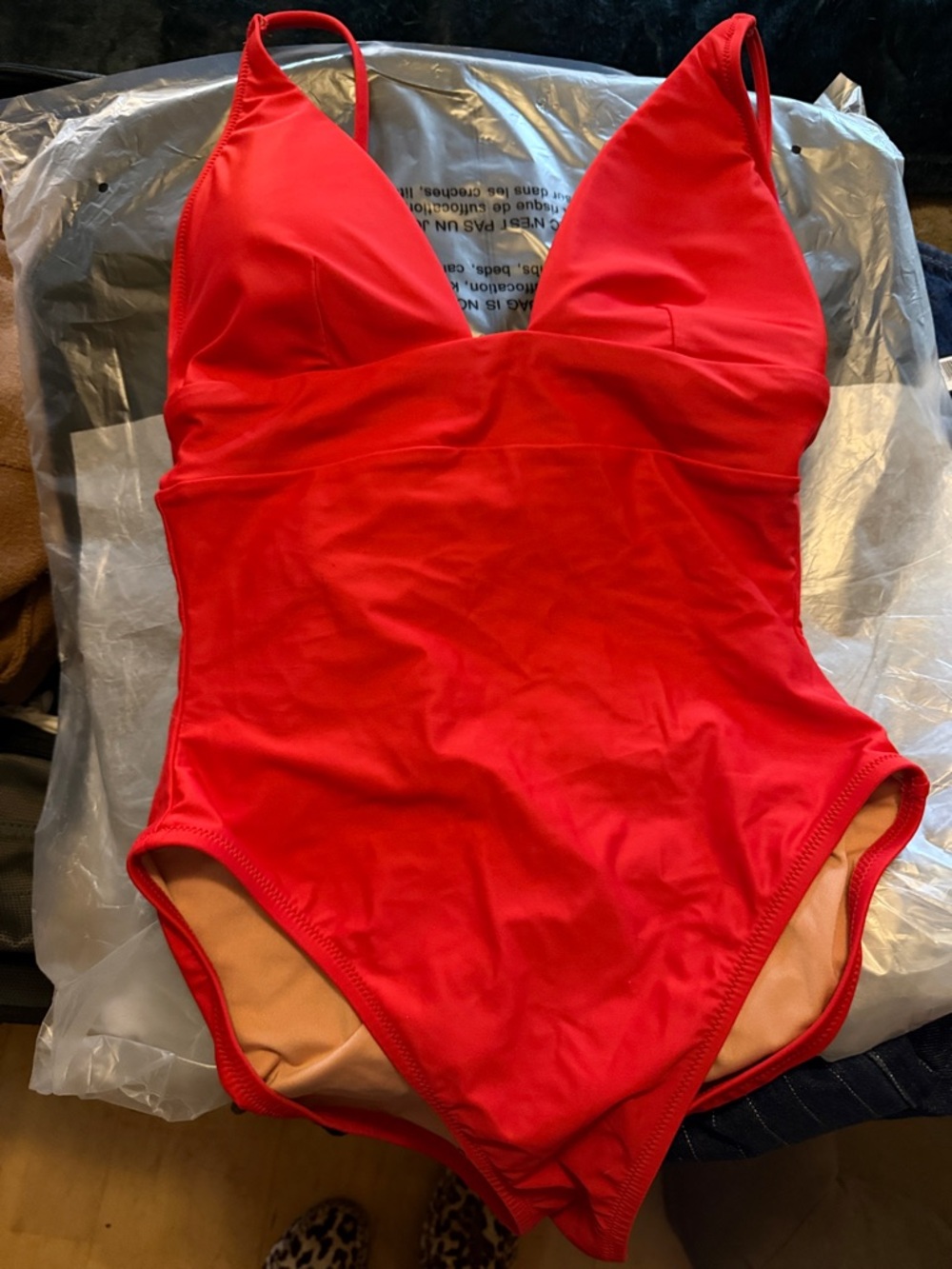 J. Crew Bright Red One-Piece Swimsuit with V-Neck